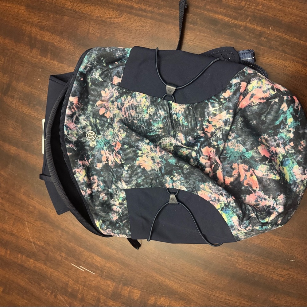 Lululemon Athletica Floral Backpack - Black and Multicolor